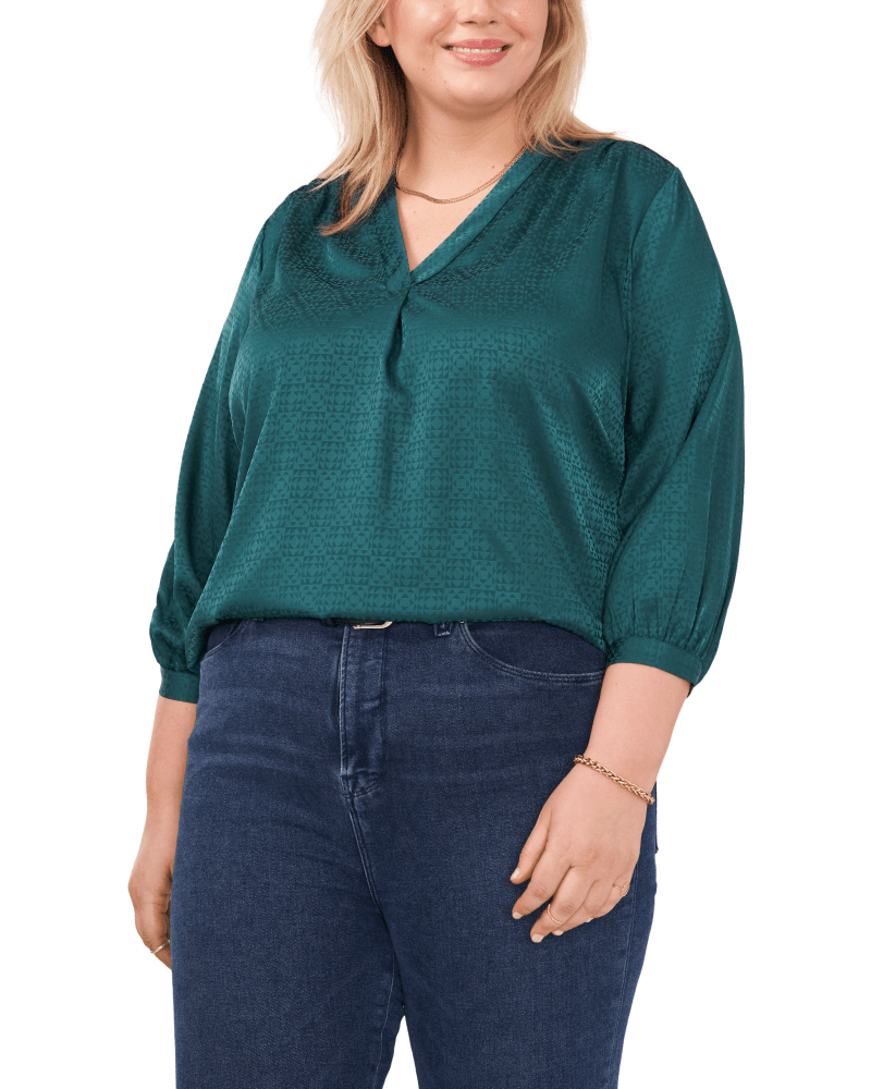 Plus Size Eliana Jacquard Blouse | RICH SPRUCE